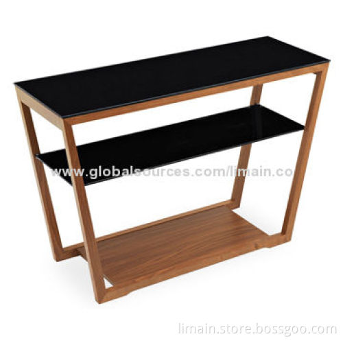 Element Console Table, Glass Top and Wooden Panel Construction